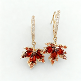 Pendientes Dorados de Hoja con Zirconia