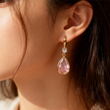 Pendientes Vintage Gota con Cristal Rosa