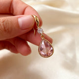 Pendientes Vintage Gota con Cristal Rosa