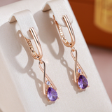 Pendientes Colgantes con Zircón Violeta en Oro