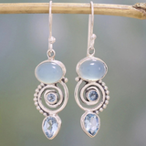 Pendientes Vintage Espiral de Piedra Luna en Plata