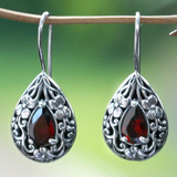 Pendientes Vintage de Plata con Cristal Rojo
