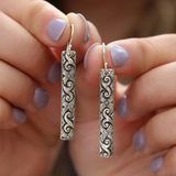 Pendientes Boho Rectangulares en Plata de Ley