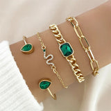 Conjunto de Pulseras con Cristales Verdes
