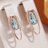 Pendientes Elegantes con Cristal Turquesa en Oro y Plata