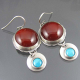 Pendientes Vintage en Plata Roja y Azul