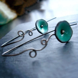 Pendientes Vintage Flor con Esmalte Verde