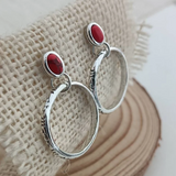 Pendientes Boho con Piedras Rojas