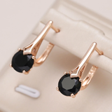 Pendientes Elegantes de Oro con Circón Negro