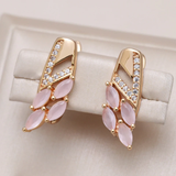 Pendientes Elegantes en Cristal Rosa