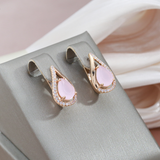 Pendientes Elegantes y Brillantes en Circón Dorado y Rosa