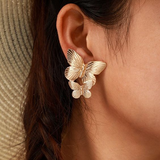 Pendientes Vintage en Forma de Mariposa Dorada