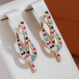 Pendientes Elegantes con Zirconia Multicolor en Oro