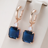 Pendientes Elegantes de Cristal Azul Oscuro