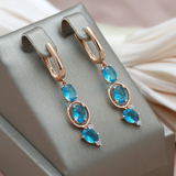 Pendientes Elegantes con Cristales Azules en Oro