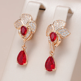 Pendientes Colgantes Elegantes con Cristales Rojos
