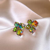 Pendientes Multicolores de Circonio en Oro Elegante