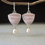 Pendientes Vintage con Piedra Rosa y Perla