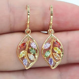 Pendientes con Hojas de Cristal Multicolores