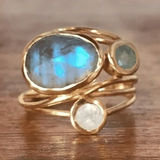 Anillo de Piedra de Luna Azul