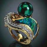 Anillo vintage con zirconia verde perla