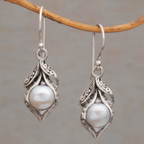 Pendientes Vintage de Plata con Perlas Colgantes