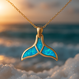 Anillo Dorado con Cola de Delfín y Ópalo Azul