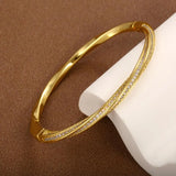 Pulsera de cristal elegante con dos filas en oro