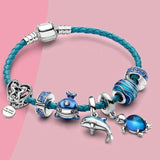 Pulsera Océano + colgantes incluidos de cuero y plata
